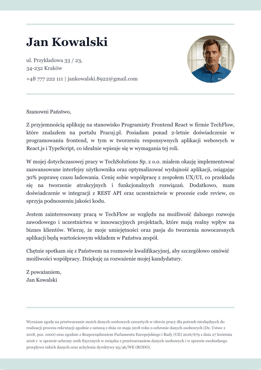 Cover letter template #12
