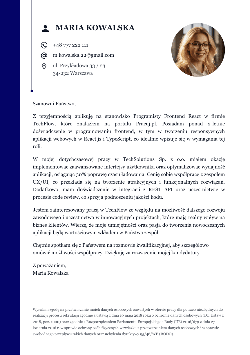 Cover letter template #13