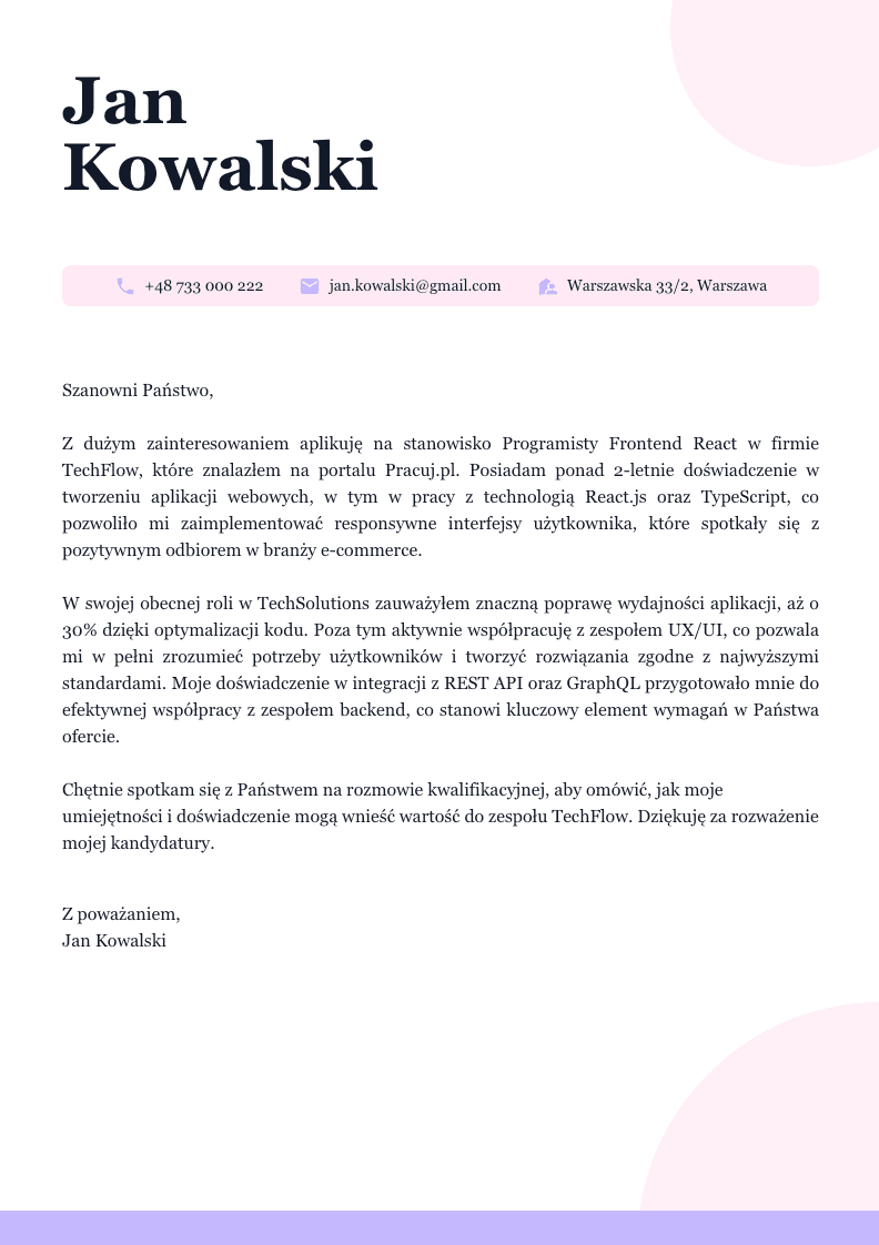 Cover letter template #17