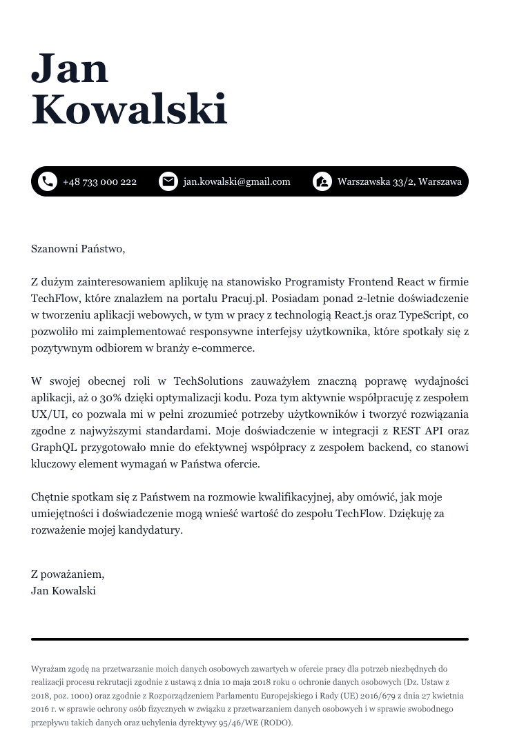 Cover letter template #18