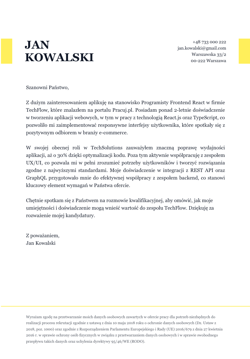 Cover letter template #19