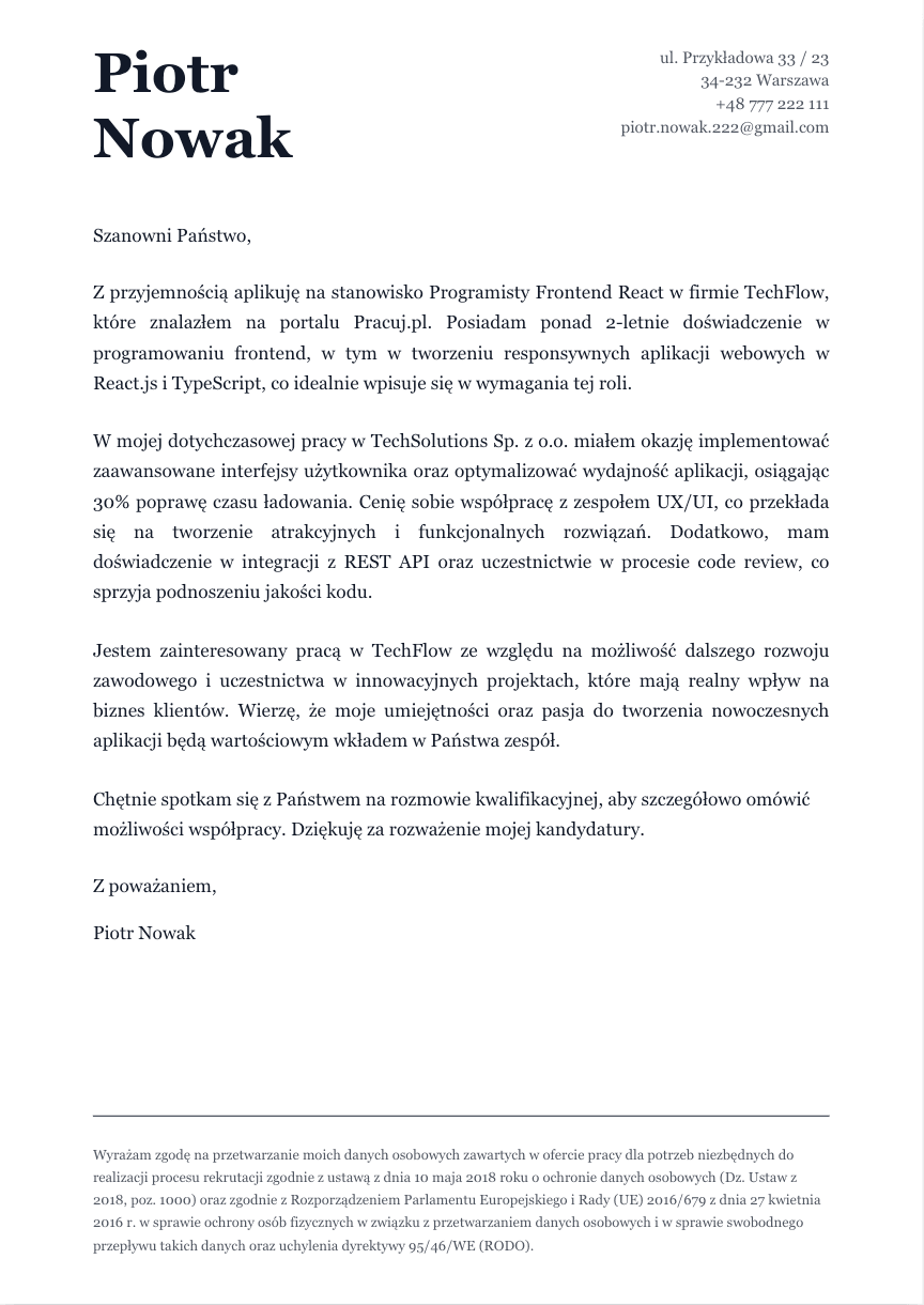 Cover letter template #4