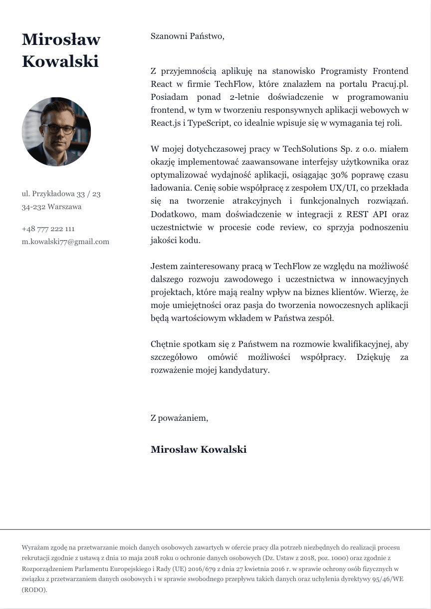 Cover letter template #6