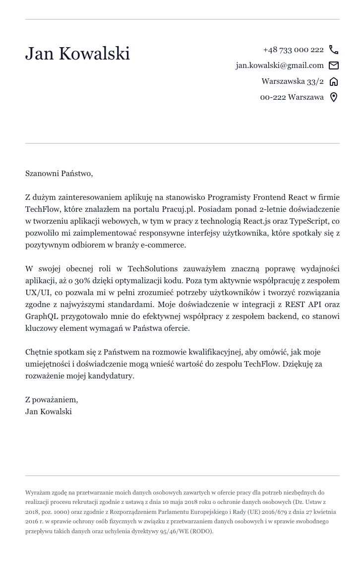 Cover letter template #7